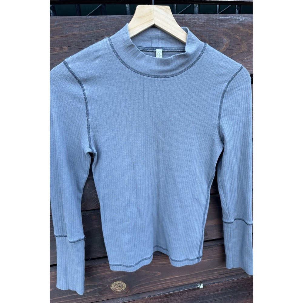 Free People Intimately Gray Thermal Long Sleeve Top Size M